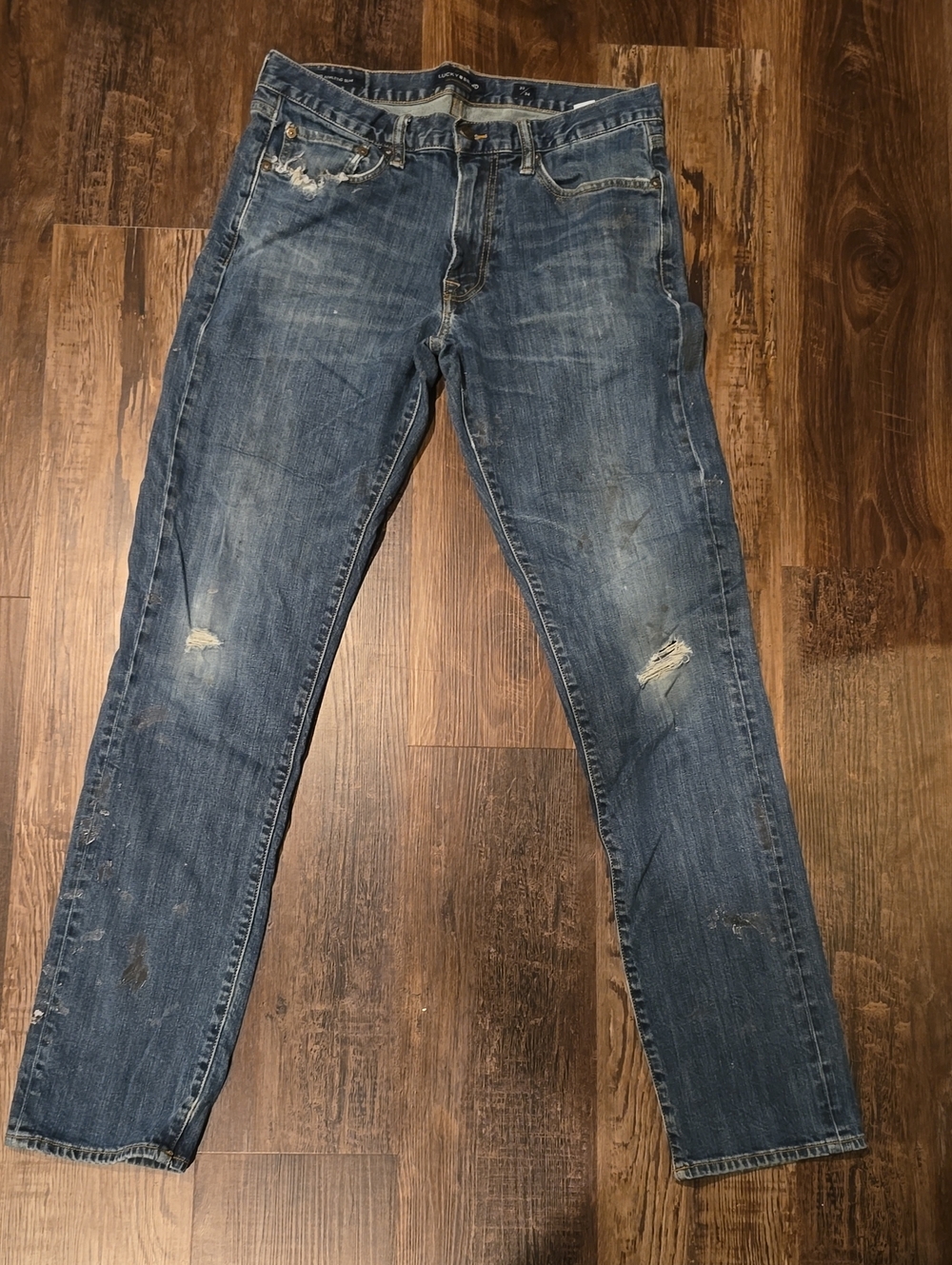 Lucky Brand Men's Distressed Slim Straight Jeans - Blue-sz 32